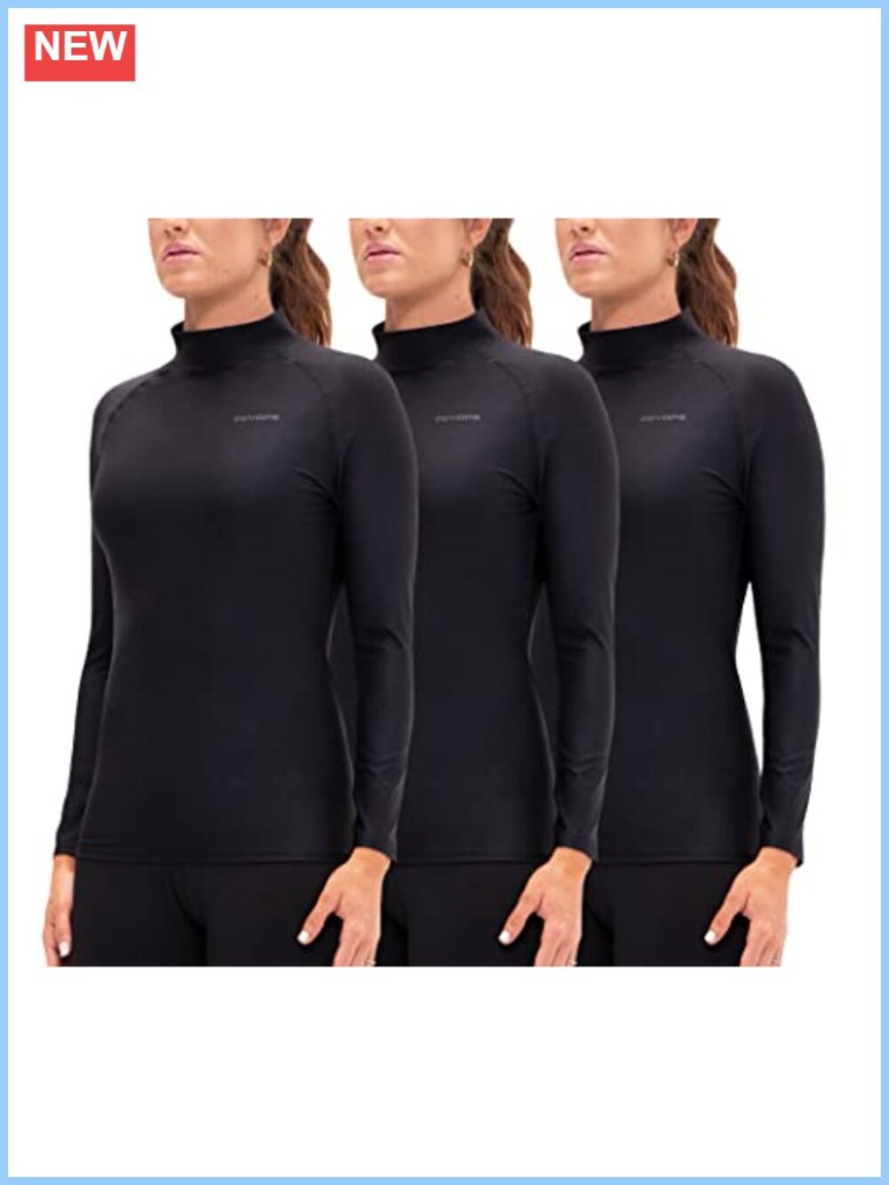 Women's Long Sleeve Compression Shirts Mock Neck Underscrubs 3 Pack